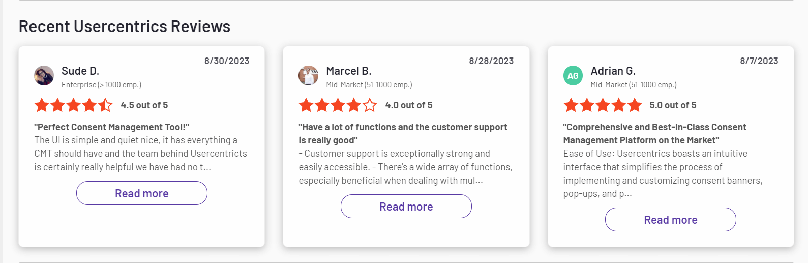 Usercentrics reviews