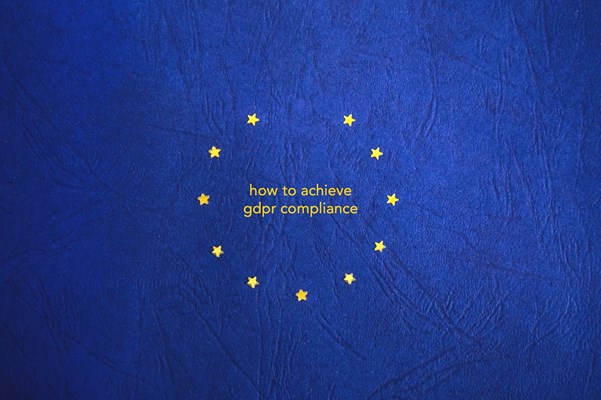 European Flag with how to achieve GDPR in the middle - Cookiebot
