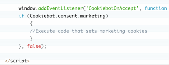 Cookiebot code - Cookiebot