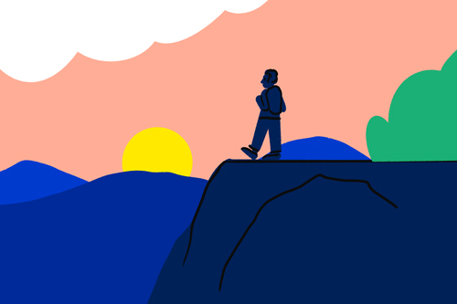 Illustration of a person watching the sunset - Cookiebot.