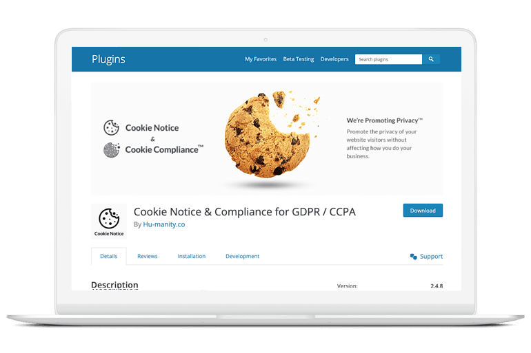 Cookie notice and compliance for GDPR & CCPA on laptop - Cookiebot