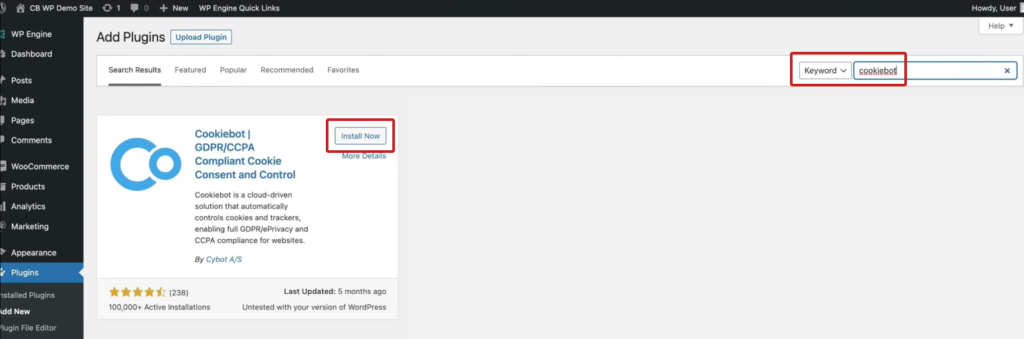 How to find and install Cookiebot CMP on WordPress CMS