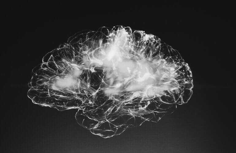 Black and white scan of a brain - Cookiebot