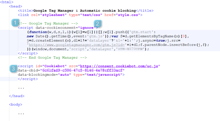 Google Tag Manager & Cookiebot cookie blocking code - Cookiebot