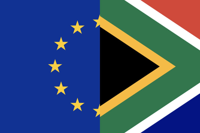 Flag split in half showing the flag of South Africa & the European Union flag - Cookiebot