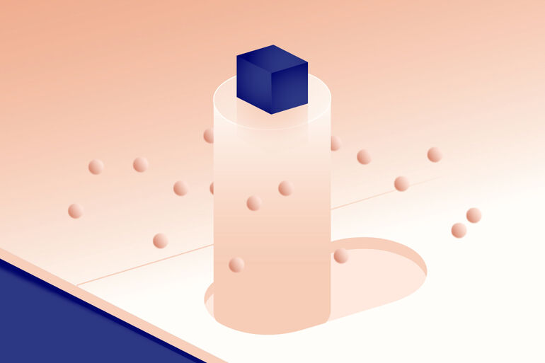 3D illustration of a toggle switch with a blue cube on the top - Cookiebot