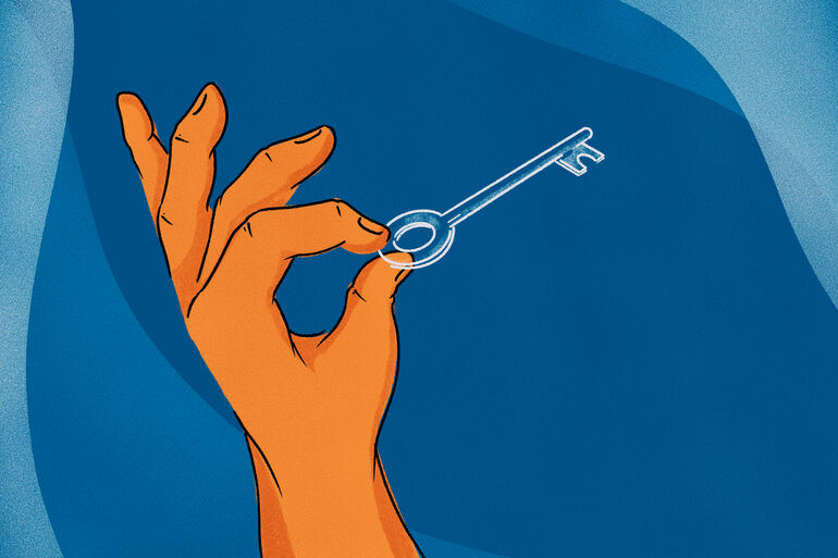 Illustration of an hand holding a key - Cookiebot