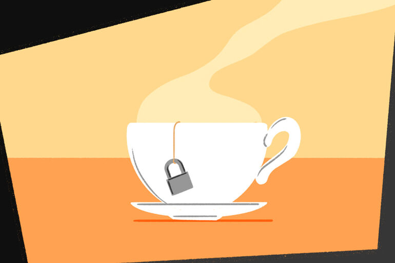 Illustration of a cup of tea with a padlock - Cookiebot