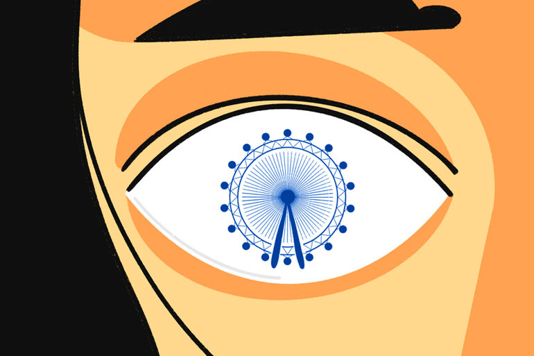 Illustration of an eye with the London Eye inside it - Cookiebot